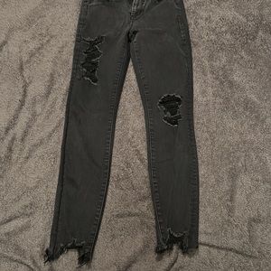 American Eagle- Next Level Stretch Black Ripped Jeans